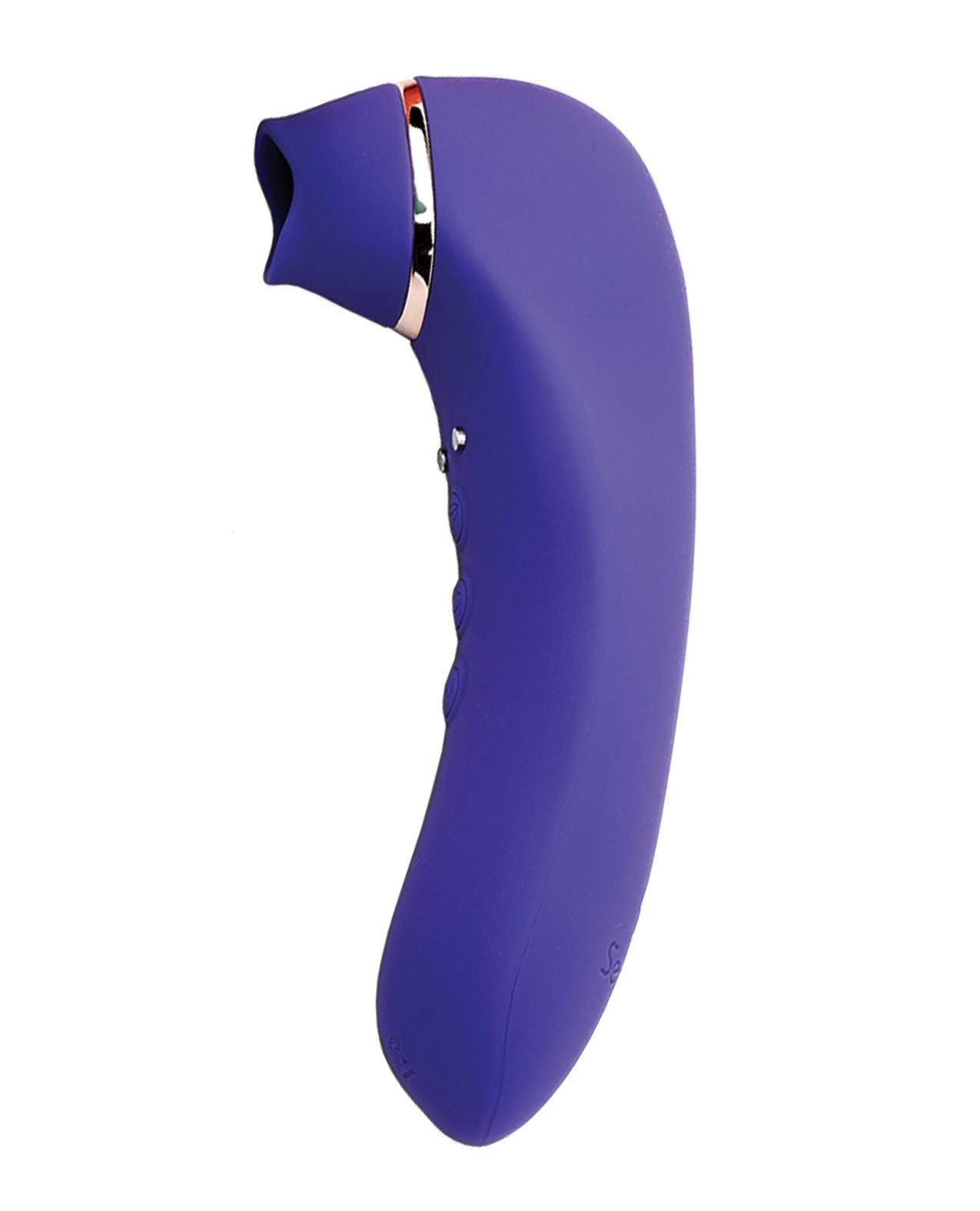 Side view of the toys shows its suction large and flexible mouth (ultra violet).