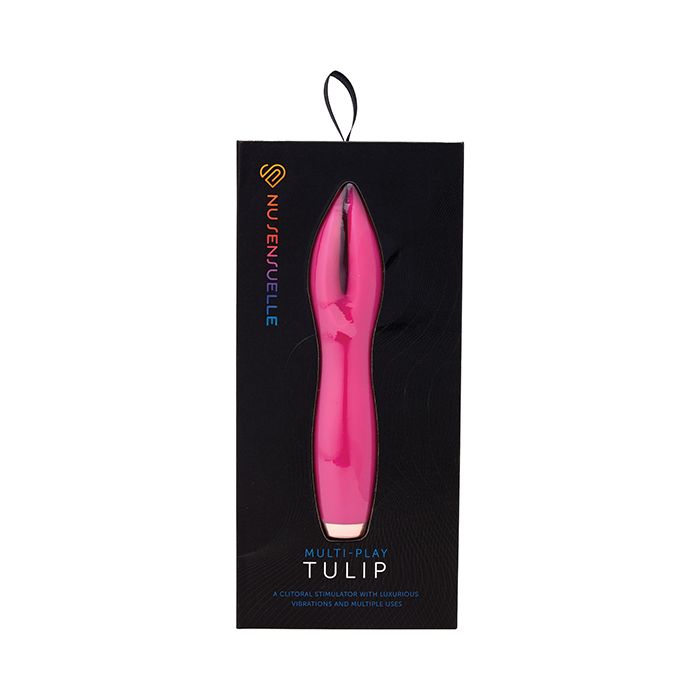 Nu Sensuelle Tulip Clitoral Stimulator in its box (magenta).