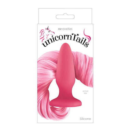 Photo of the front of the box for the Unicorn Tails Anal Plug from NS Novelties (pink).