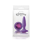 Photo of the front of the box for the Glams Mini Silicone Butt Plug from NS Novelties (purple/purple).
