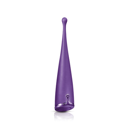 Front view of the Inya Le Pointe from NS Novelties (purple), shows its power button at the bottom and uniquely shaped tip for maximum stimulation.
