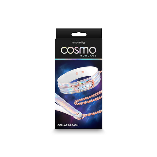 Photo of the front of the box for the Cosmo Bondage Collar and Leash from NS Novelties.