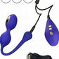 Photo shows the Impulse Intimate E-Stimulator Remote Dual Kegel Exerciser, from CalExotics, with its charging cords for both the toy and the remote.