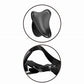 Photos shows a close-up of the adjustable straps and the comfortable backing on the dock for the King Cock Elite Comfy Body Dock Harness System from Pipedreams (black).