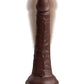 Photo shows the movement of the King Cock Elite Dual Density Vibrating Dildo w/ Remote Control (7in) from Pipedreams (chocolate).