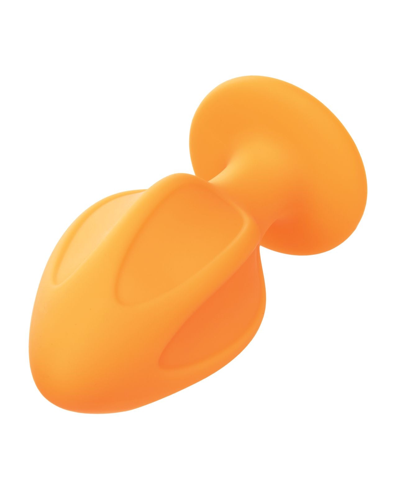 Front angle view of one of the plugs from the Cheeky Silicone Textured Anal Plugs (2pk/Orange) from CalExotics set.