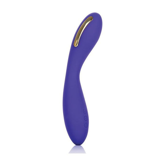 Side view of the Impulse Intimate E-Stimulator Wand, from CalExotics, shows its stimulating gold plate.