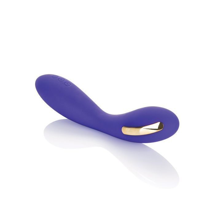Front angle view of the Impulse Intimate E-Stimulator Wand, from CalExotics, shows its curved shape.