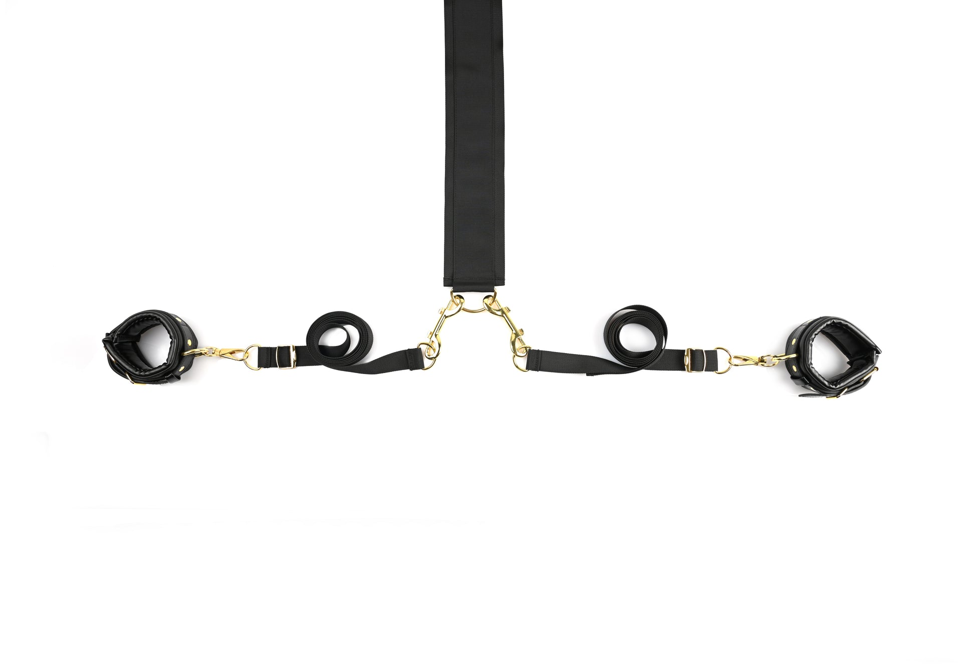 Close-up of the anchor strap with 2 of the adjustable restraint cuff attachments shown.