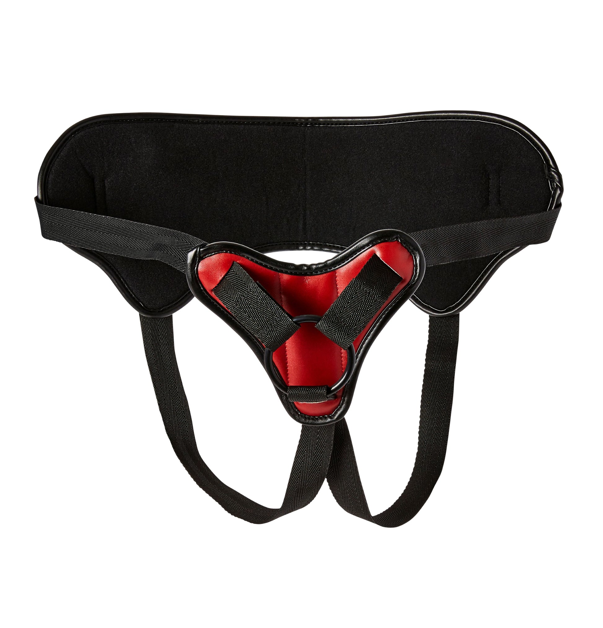 Front view of the harness showing the O-ring for holding the dildo.