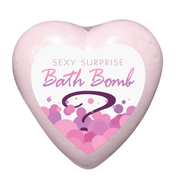 Heart shaped bath bomb with a surprise toy inside.