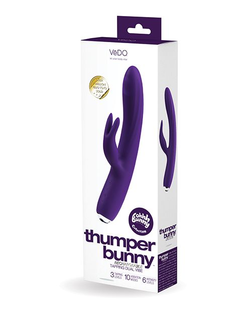 VeDO Thumper Bunny Thumping Vibrator in its box (purple).