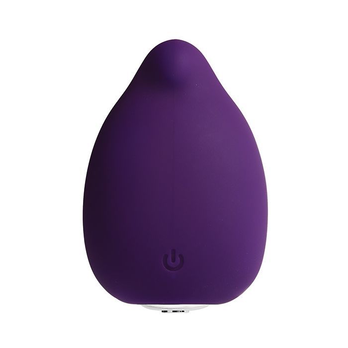 Front view of the finger vibe showing its width and unique tip (purple).