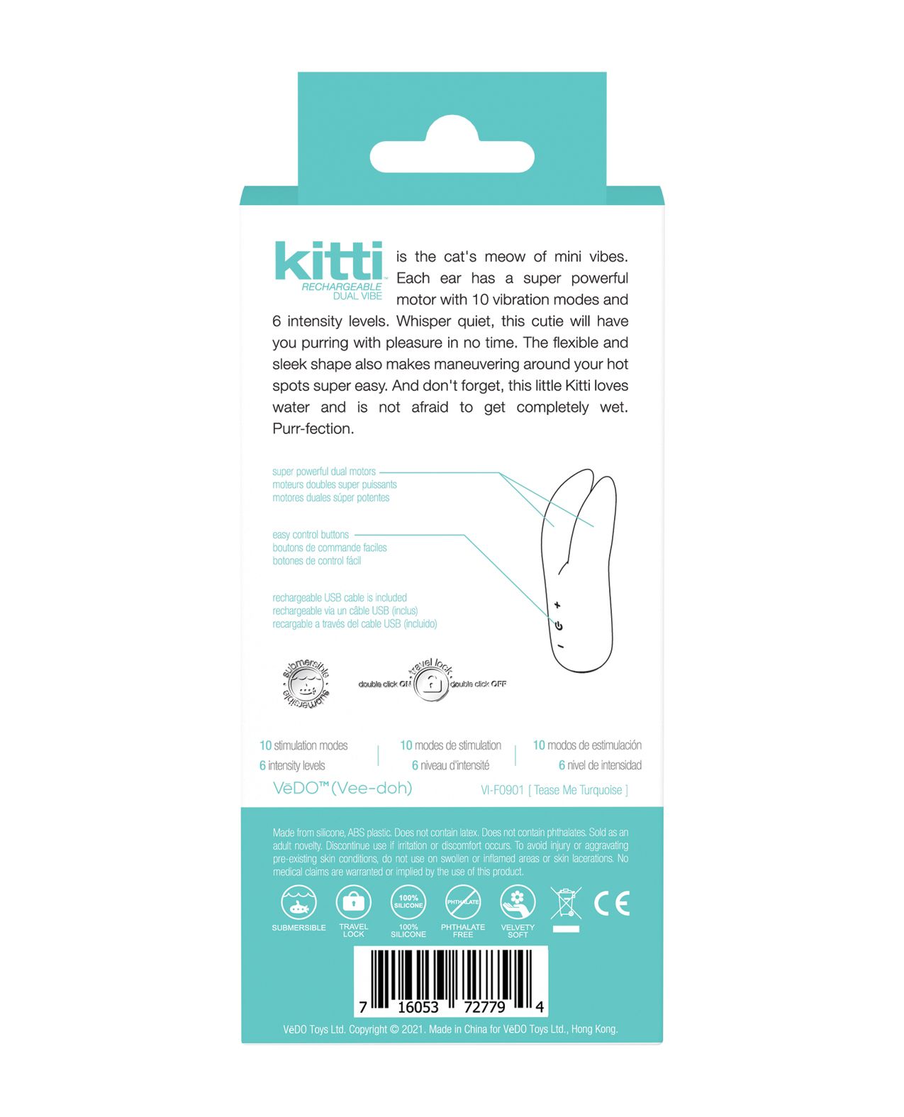 Back of the Kitti box (turquoise).