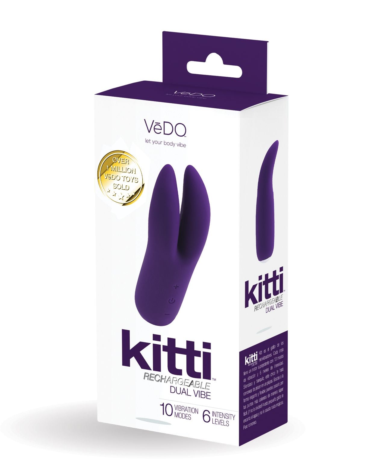 VeDO Kitti Dual Vibrator in its box (purple).