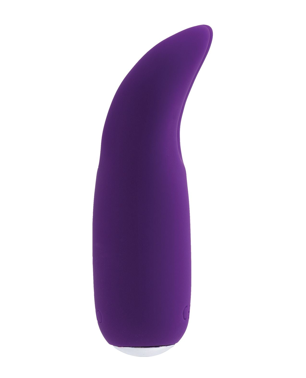 Side view of the dual stim showing its unique shape and narrow tip for pin point stimulation (purple).