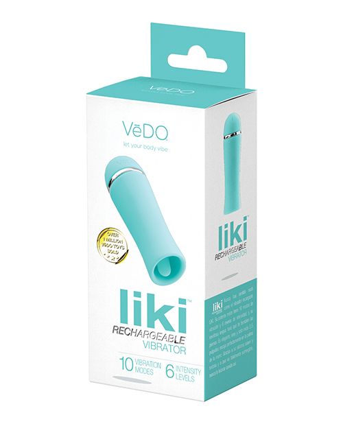 VeDO Liki Flicker Vibrator in its box (turquoise).