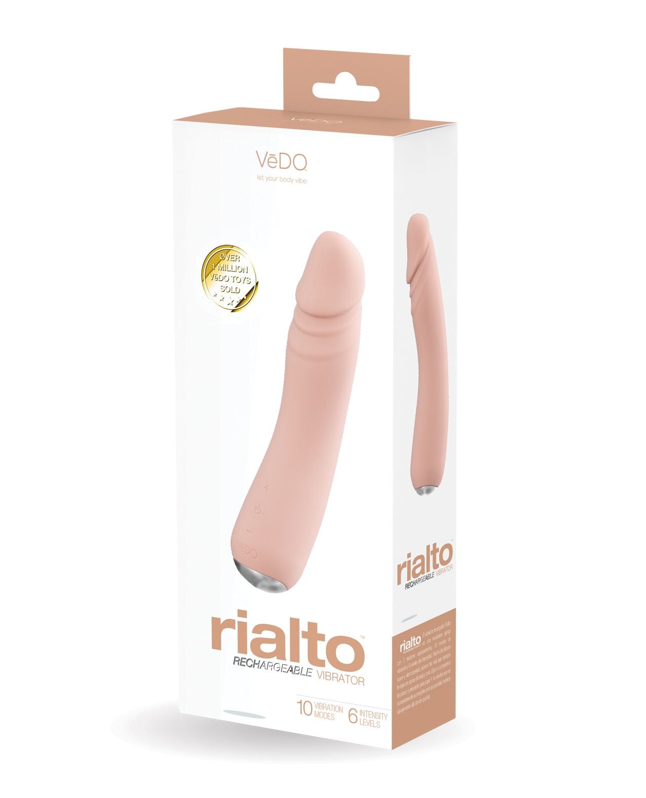 VeDO Rialto Realistic Vibrator in its box (vanilla).