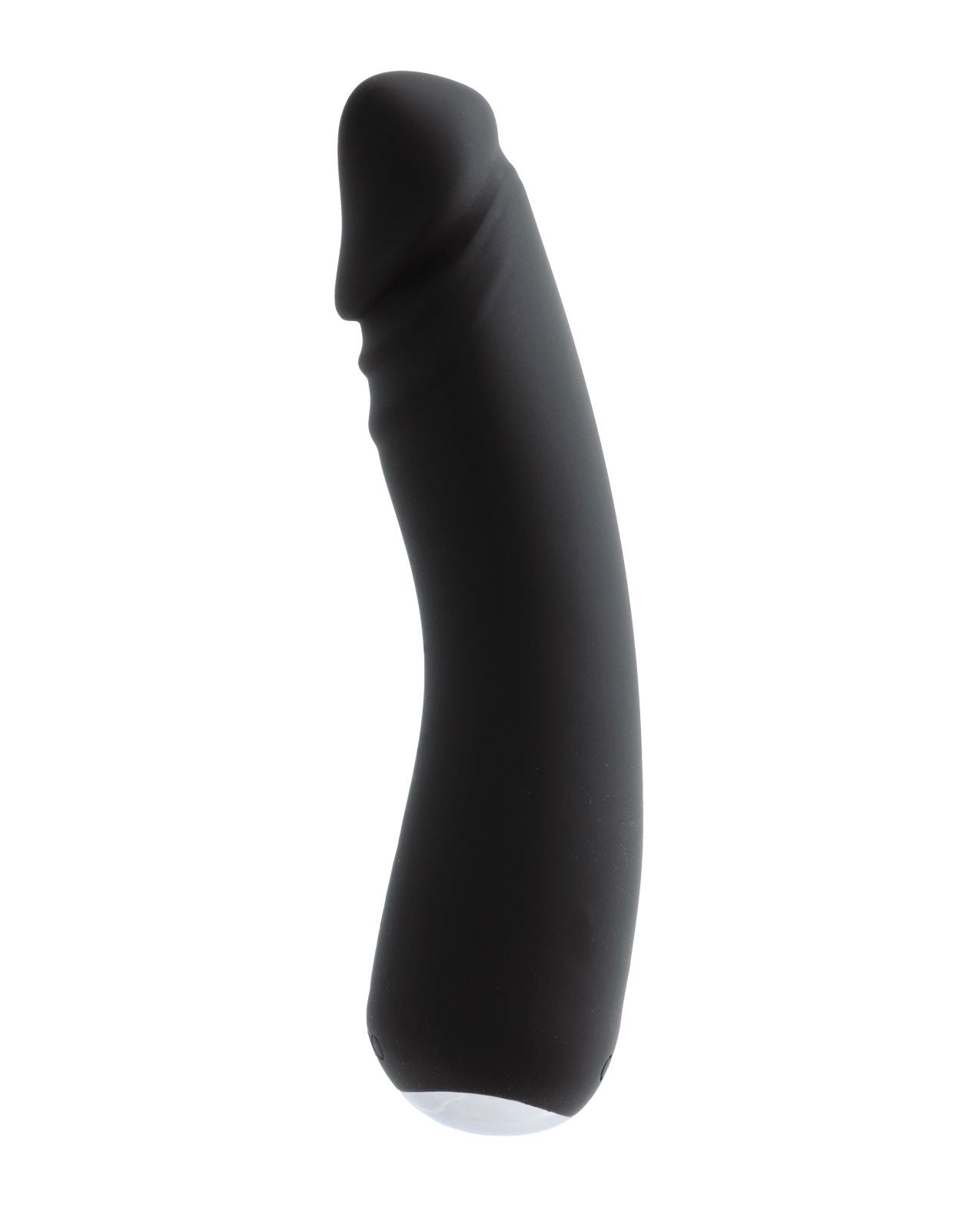 Side view of the vibrator showing its ergonomic curved shape for G-spot pleasure (black).
