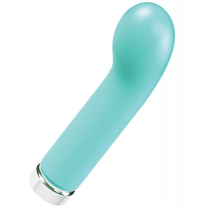 Side angle view of the Gee Plus showing its prominent G-spot head (turquoise).