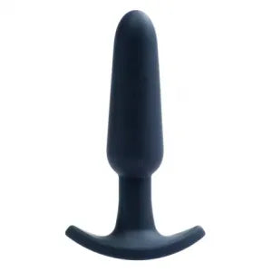 Front facing up-right image of the vibrating anal plug (black).