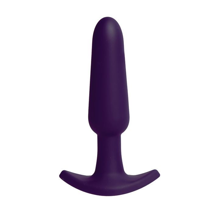 Front facing up-right image of the vibrating anal plug (purple).