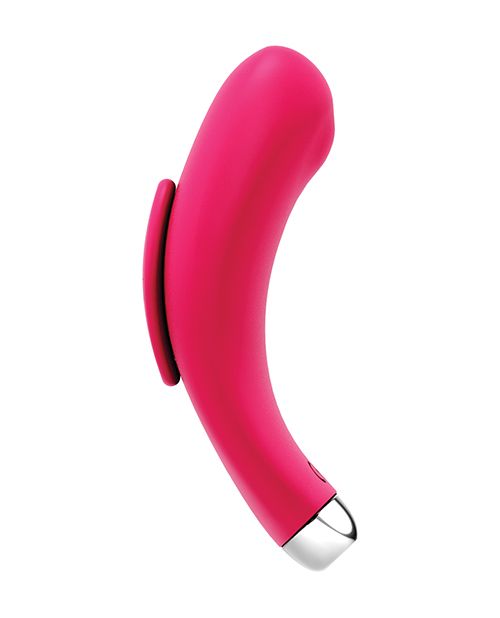 Side view of the panty vibe showing its ergonomic design (pink).