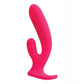 Side view of the vibrator showing its curved shape perfect for G-spot and clitoral stimulation (hot pink).