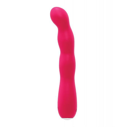 Side view of the vibe showing its comfortable curves (pink).