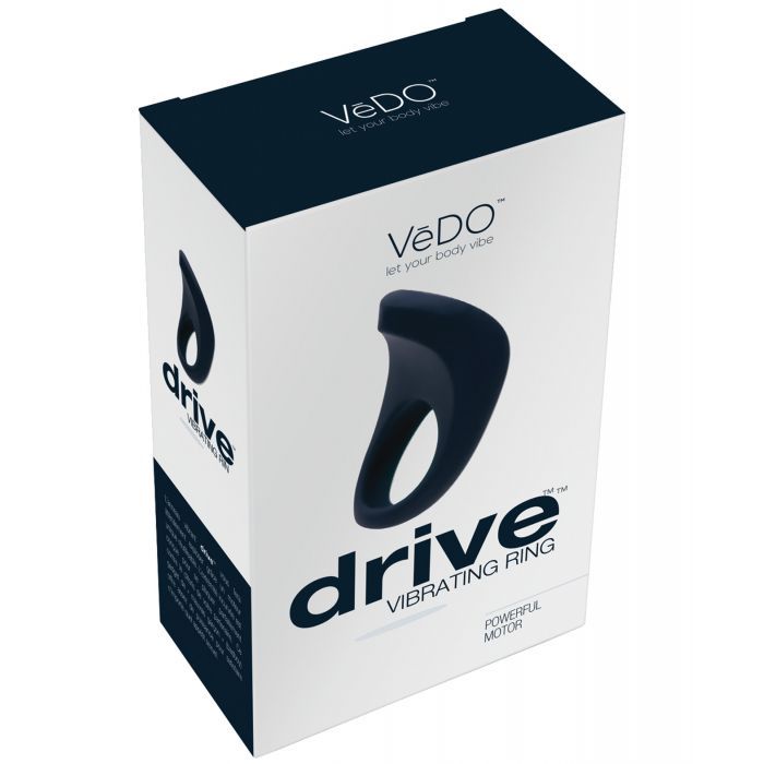 VeDO Drive Battery Operated Vibrating Silicone Cock Ring in box (black).