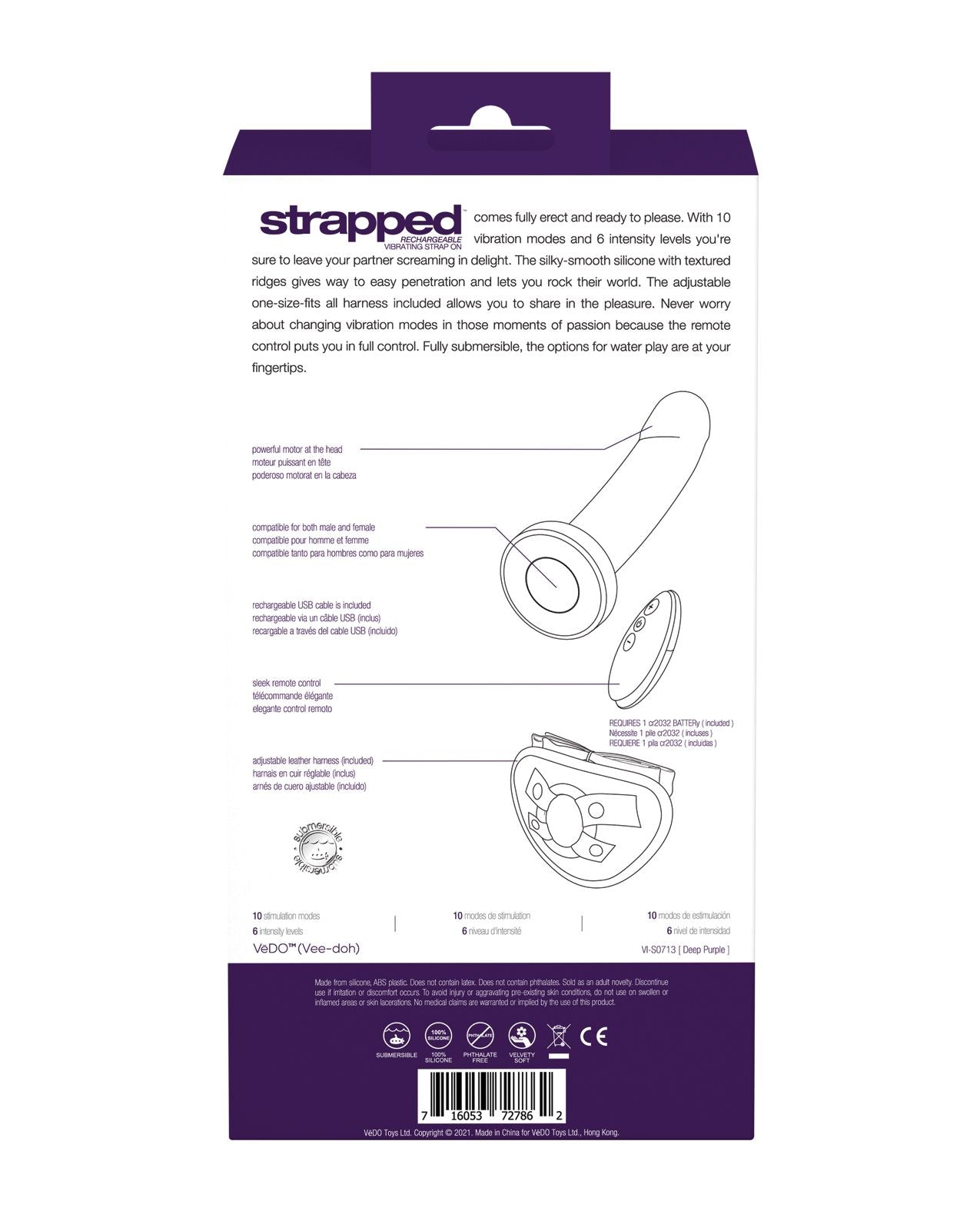 Back of the Strapped box (purple).