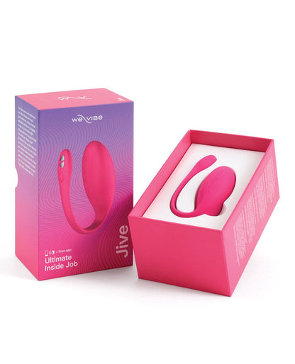 Photo shows how the Jive from We-Vibe (pink) comes inside of its box.
