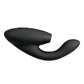 Side angle shot of the Womanizer Duo 2, from Wow Tech, shows its flexible G-spot stimulator (black).