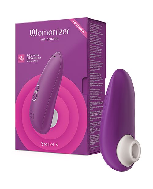 Womanizer Starlet 3 next to box (violet).