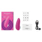 Image shows what comes with the Starlet 3: air pulse toy, instruction manual, magnetic USB charging cord (pink).