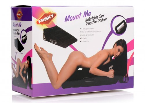 Frisky Mount Me Inflatable Sex Position Pillow in package. 