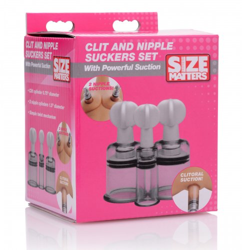 Max Size Clit and Nipple Suckers Set in package.