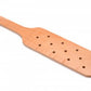 Side angle view of the wooden paddle.
