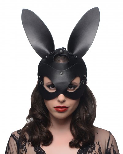 Woman wearing the bunny mask.