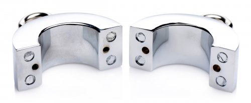 Metal ball trap shown open with both pieces separate. 