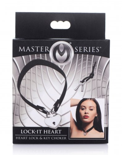 Master Series Lock-It Heart Lock and Key Choker in package.
