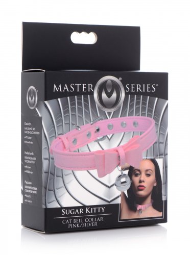 Master Series Sugar Kitty Cat Bell Collar (pink/silver) in package.
