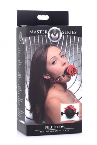 Master Series Full Bloom Silicone Ball Gag with Rose (red/black) in package.