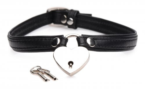Heart Lock Choker (black) with keys.