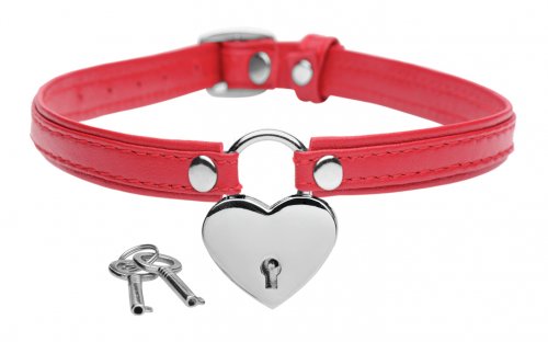 Heart Lock Choker with 2 keys (red).