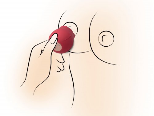Drawn image of nipples showing that the toy can be used on them as well. 