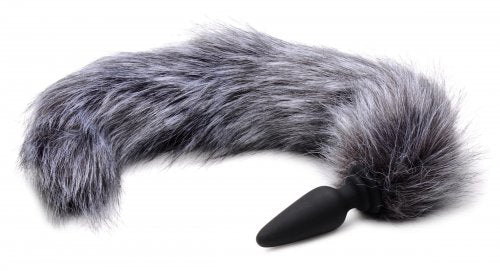 Close-up of the gray fox tail and anal plug combo.