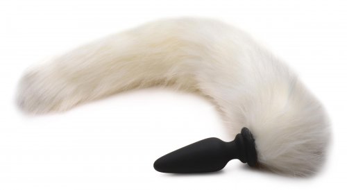Photo of the white fox tail and anal plug combo.