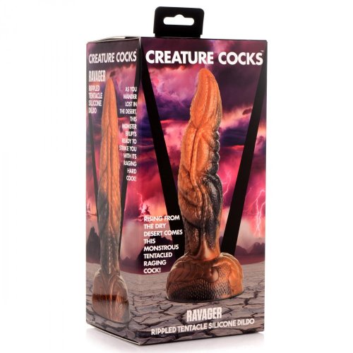 Creature Cocks Ravager Rippled Tentacled Monster Silicone Dildo in package.