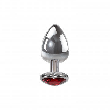 Front view of the Adam and Eve Red Heart Gem Anal Plug shown.